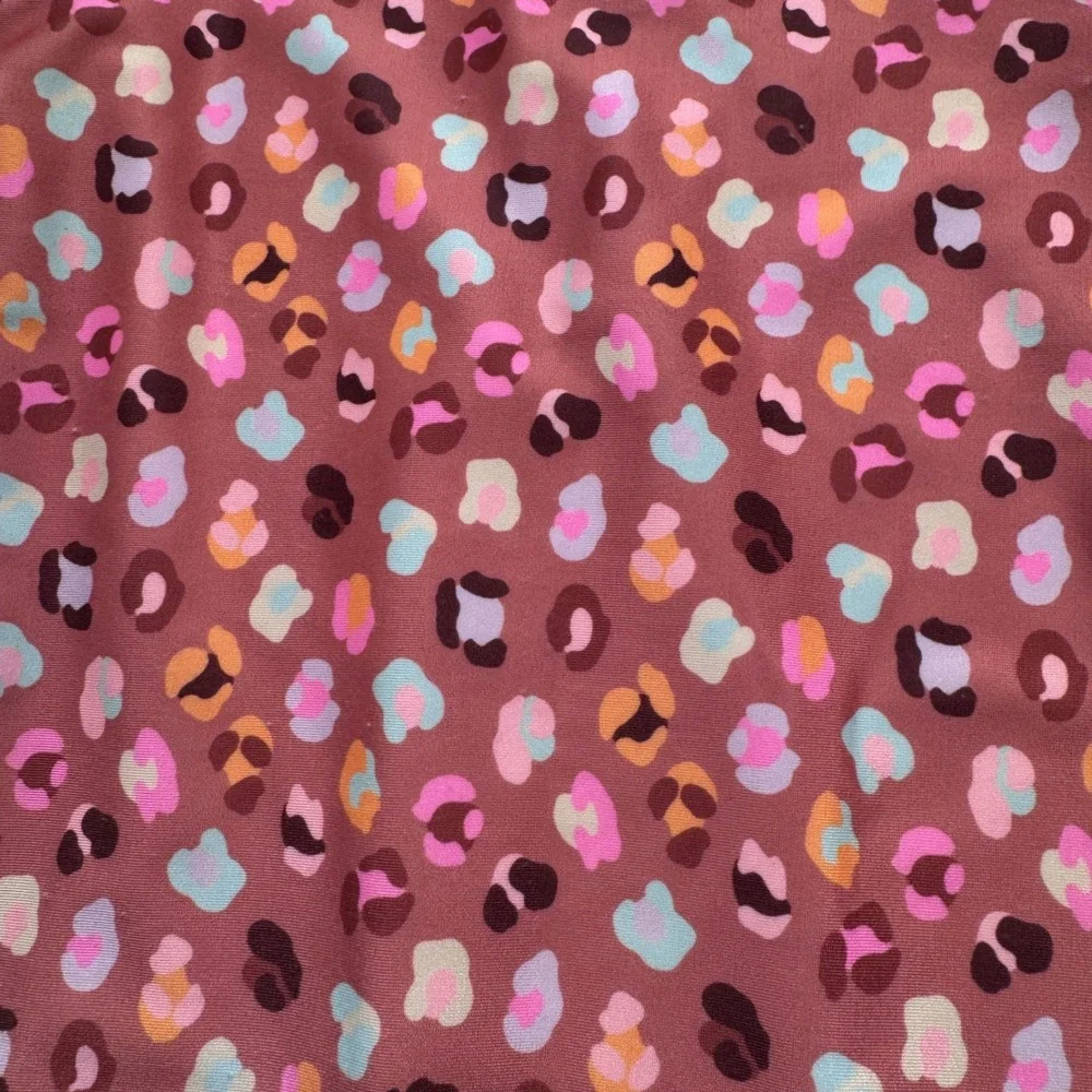 Cat & Jack Girls Pink Leopard Print Long Sleeve Rash Guard Swimsuit Size S 6/7